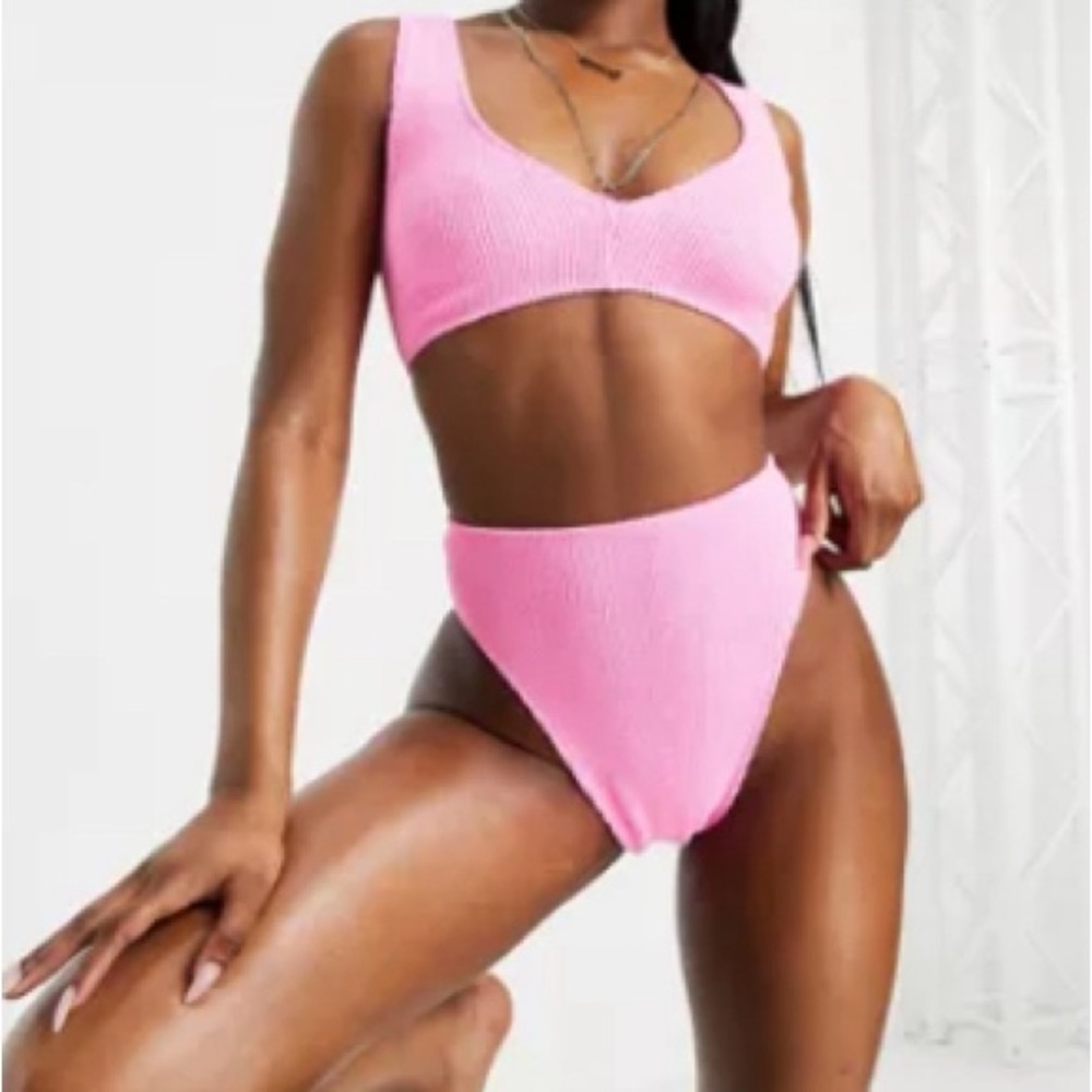 ASOS Crinkle Pink Bikini Top